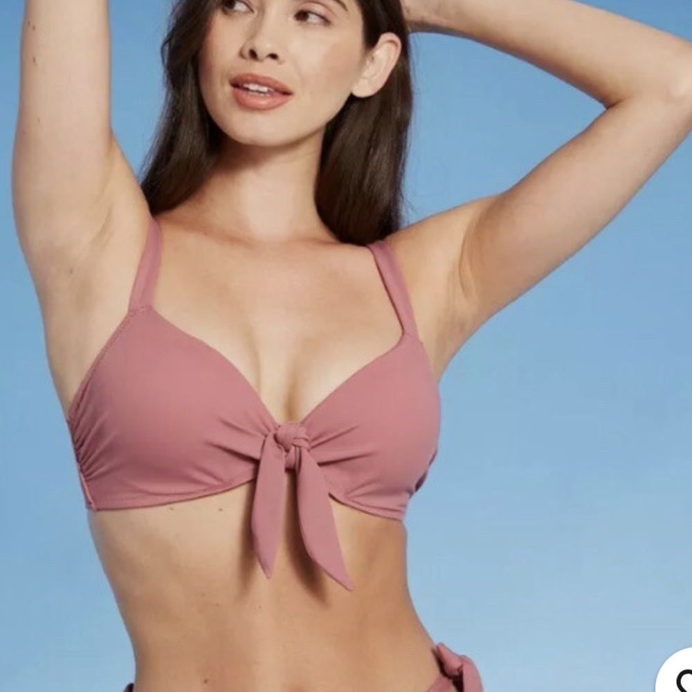 Shade & Shore Rose Pink Bikini Top Size 34B Underwire Padded Support